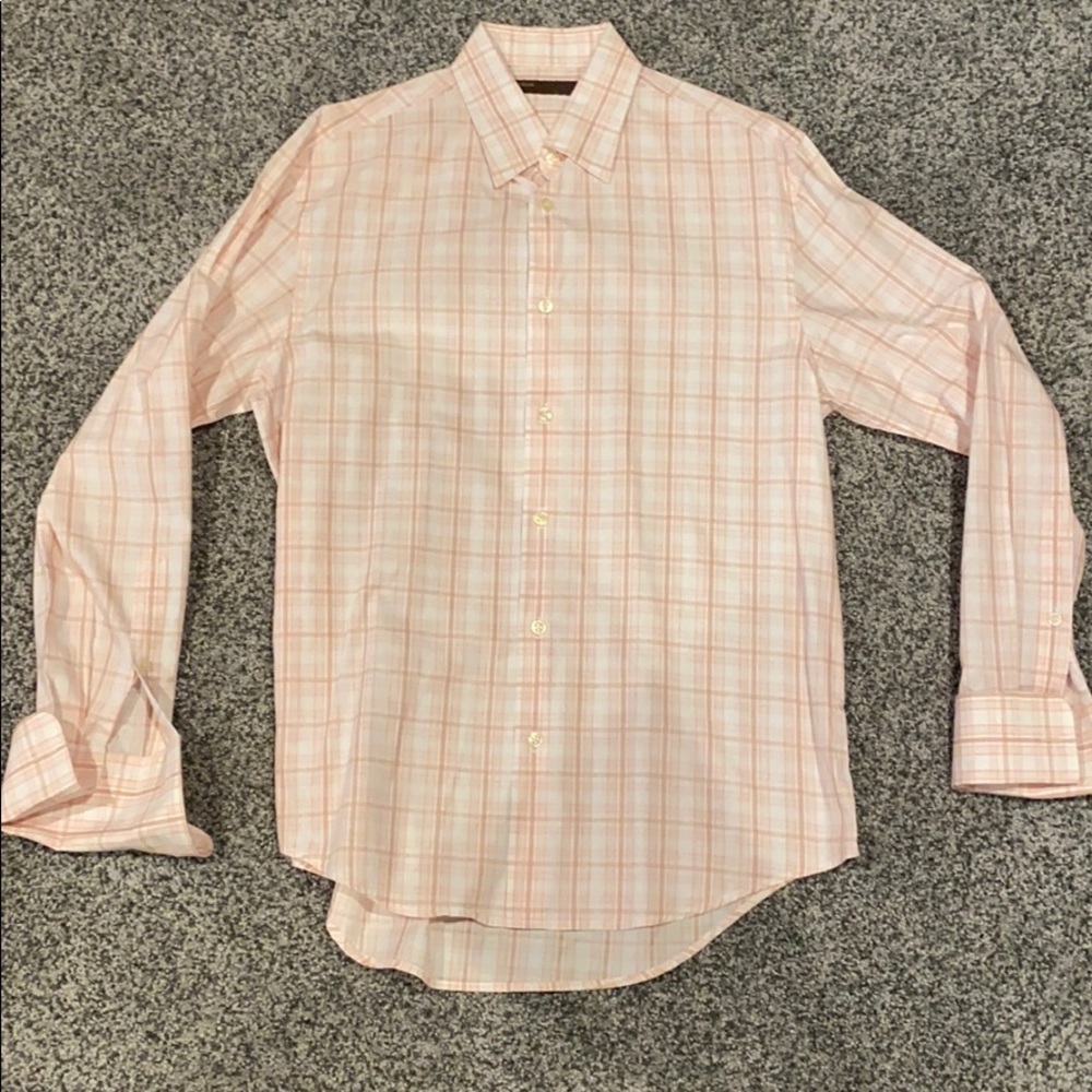 Perry Ellis White/light orange box’s  dress shirt